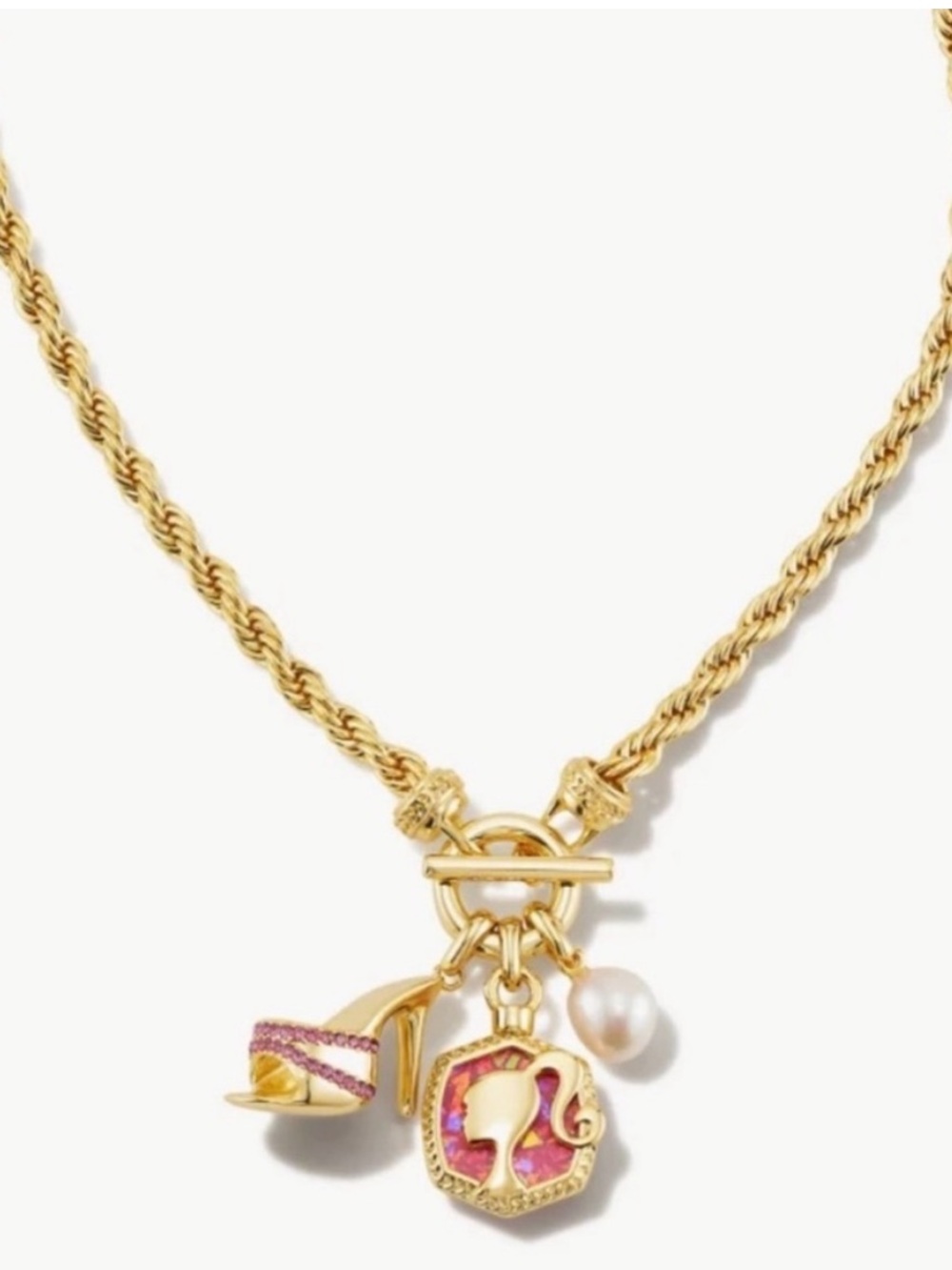 Barbie × Kendra Scott Limited Edition Gold Pearl Charm Necklace